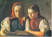 Hans Thoma Mutter und Schwester des Kunstlers oil on canvas